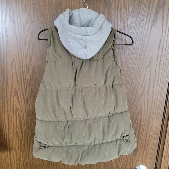Eolvin Klein Khaki Hooded Puffer Vest Size Small - Picture 5 of 13